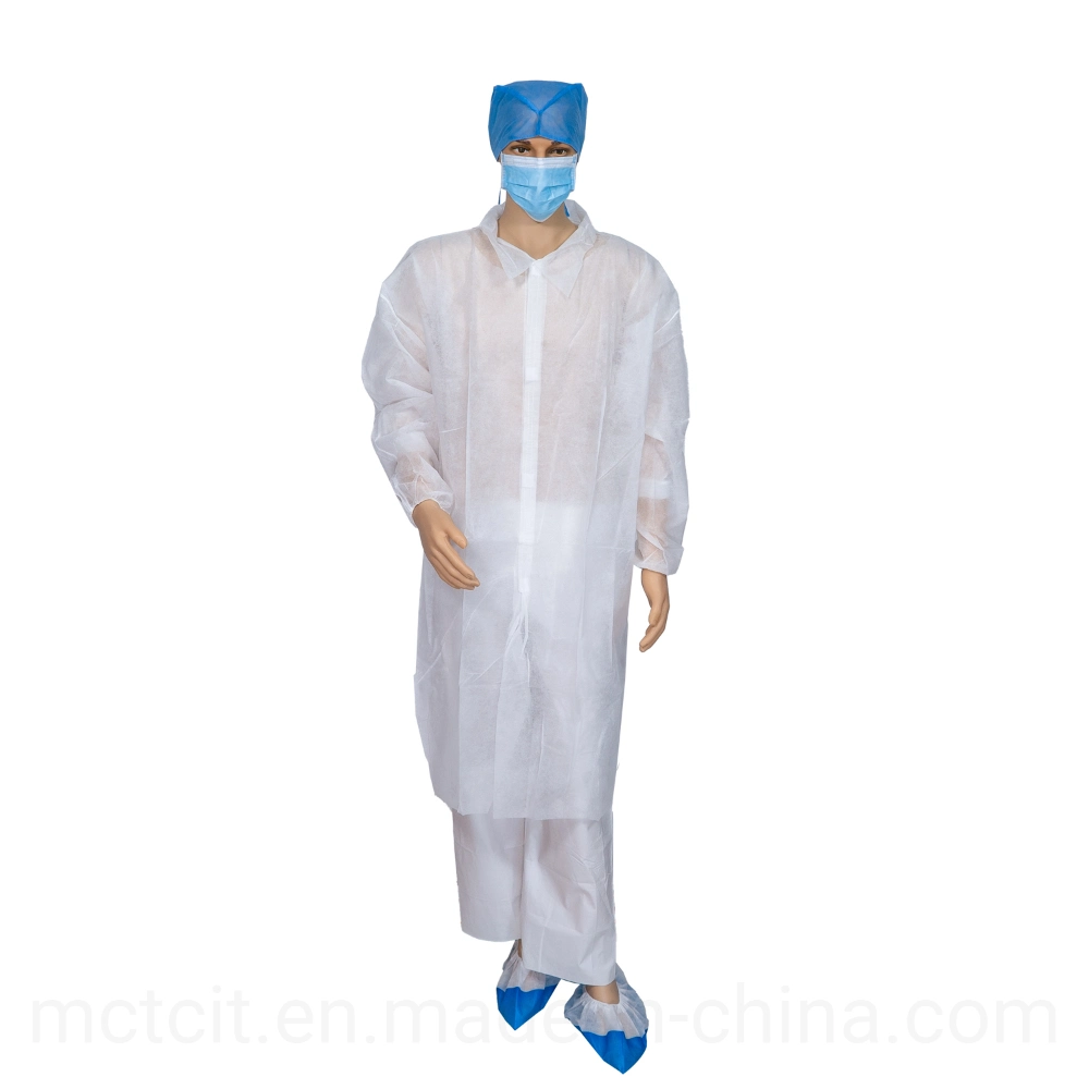 Disposable Nonwoven PP Lab Coat with Pockets